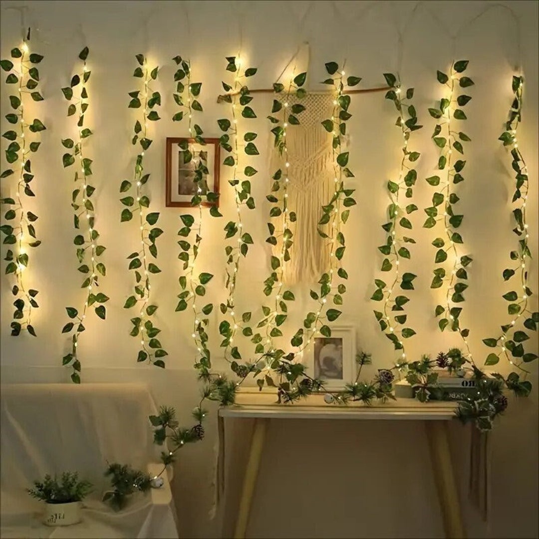 Green Leaf String Lights, Vine Lights, Fairy Lights Garland Wreath