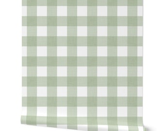 Gingham wallpaper, green wallpaper, check wallpaper, boys room wallpaper, feature wallpaper, peel and stick wallpaper, nursery wallpaper