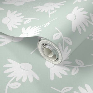 Floral wallpaper, feature wall, mint wallpaper, flower wallpaper, feature wallpaper, peel and stick wallpaper, removable wallpaper