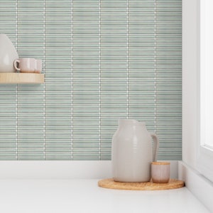 Tile wallpaper, feature wall, finger tile wallpaper, green wallpaper, feature wallpaper, peel and stick wallpaper, removable wallpaper