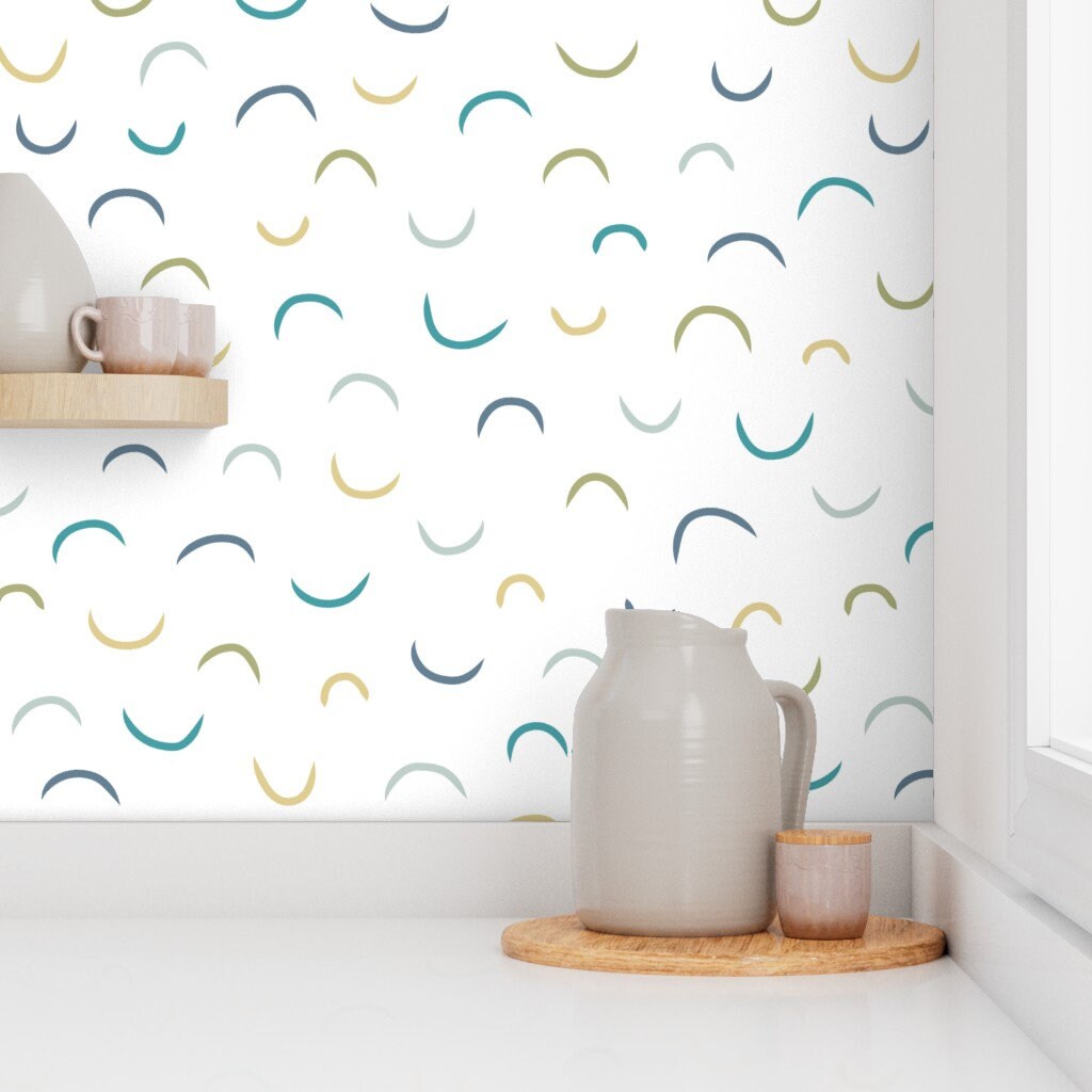 Minimal Wallpaper Blue Wallpaper Feature Wall Boys Room Etsy