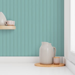 Curved wall panelling wallpaper, wall panel wallpaper, aqua wallpaper, feature wallpaper, peel and stick wallpaper, removable wallpaper