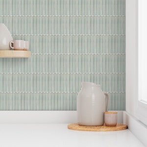 Tile wallpaper, feature wall, finger tile wallpaper, green wallpaper, feature wallpaper, peel and stick wallpaper, removable wallpaper