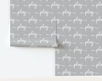 Behang speelkamer, kinderkamerbehang, zwart-wit behang, genderneutraal behang, typografiebehang, verwijderbaar behang
