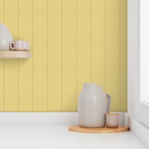 Vj wall panelling wallpaper, tongue and groove wallpaper, yellow wallpaper, feature wallpaper, peel and stick wallpaper, removable wallpaper