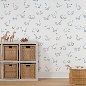 Wallpaper, feature wall, animal wallpaper, cat wallpaper, feature wallpaper, peel and stick wallpaper, removable wallpaper