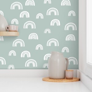 Rainbow wallpaper, feature wall, boys room wallpaper, blue wallpaper, feature wallpaper, peel and stick wallpaper, removable wallpaper
