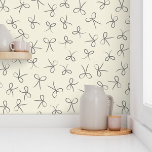Bows wallpaper, feature wall, abstract wallpaper, cream wallpaper, feature wallpaper, peel and stick wallpaper, removable wallpaper