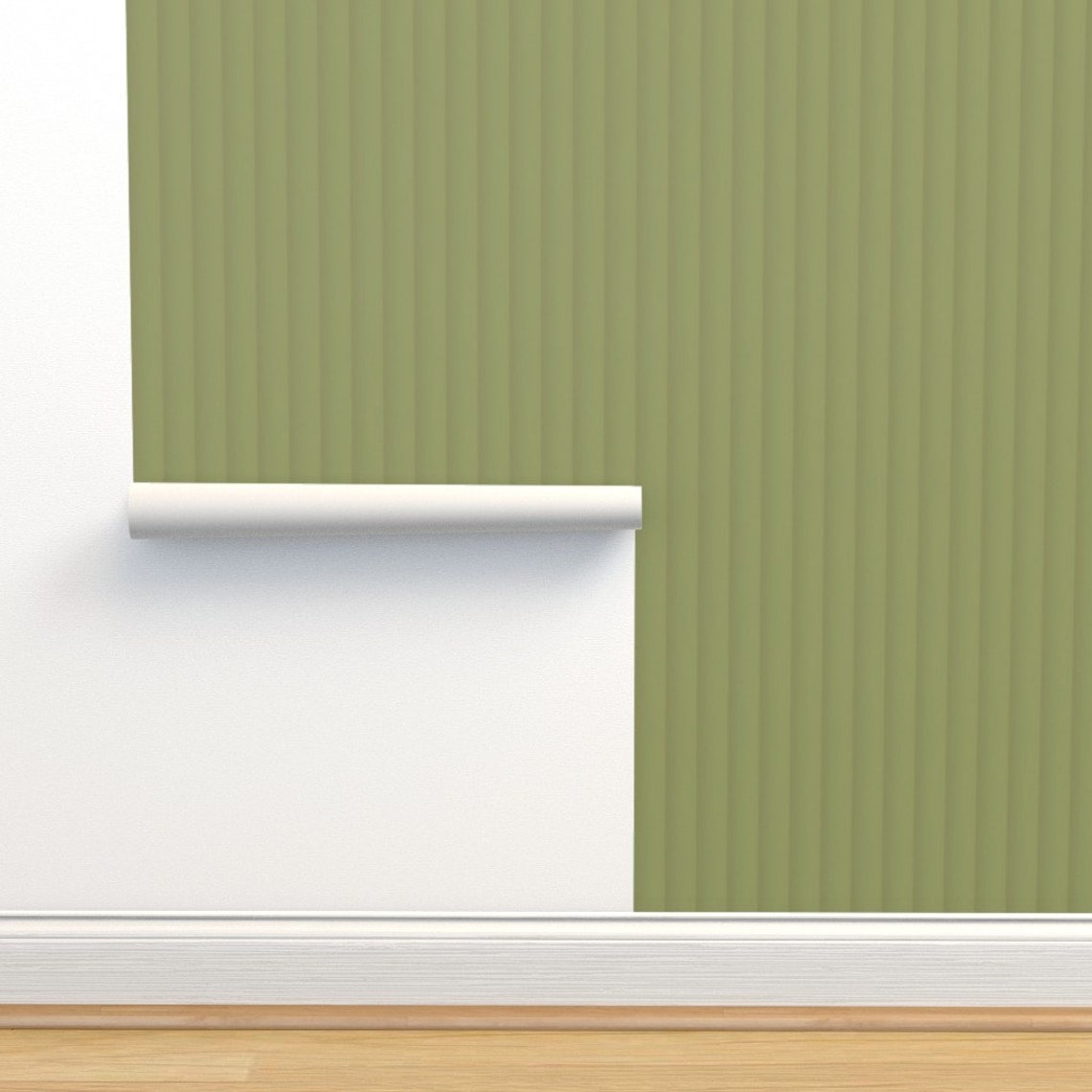 Curved Wall Panelling Wallpaper, Wall Panel Wallpaper, Olive Green ...