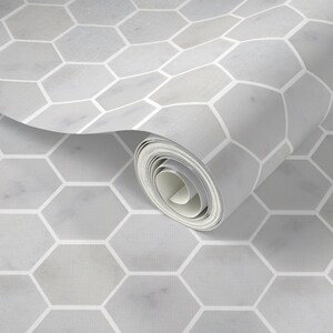 Tile wallpaper, faux tile wallpaper, marble tile wallpaper, feature wallpaper, peel and stick wallpaper, removable wallpaper