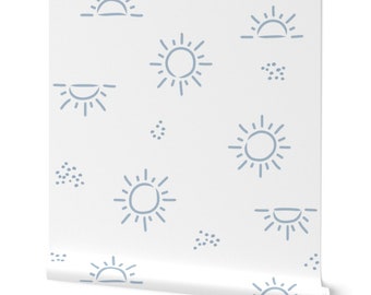 Sun wallpaper, feature wall, sky wallpaper, blue wallpaper, feature wallpaper, peel and stick wallpaper, removable wallpaper