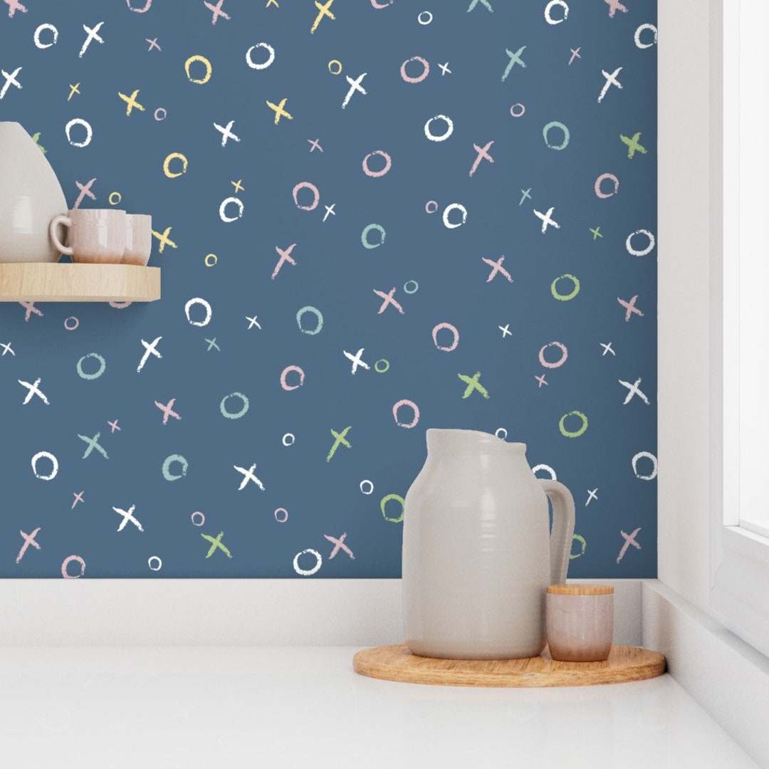 Navy Blue Wallpaper, Feature Wall, Nursery Wallpaper, Feature Wallpaper, Peel and Stick