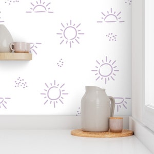 Sun wallpaper, feature wall, girl wallpaper, purple wallpaper, feature wallpaper, peel and stick wallpaper, removable wallpaper