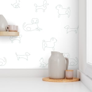 Kinderzimmer Tapete, Feature Wand, Tier Tapete, Hunde Tapete, Feature Tapete, Tapete zum Abziehen und Aufkleben, abnehmbare Tapete
