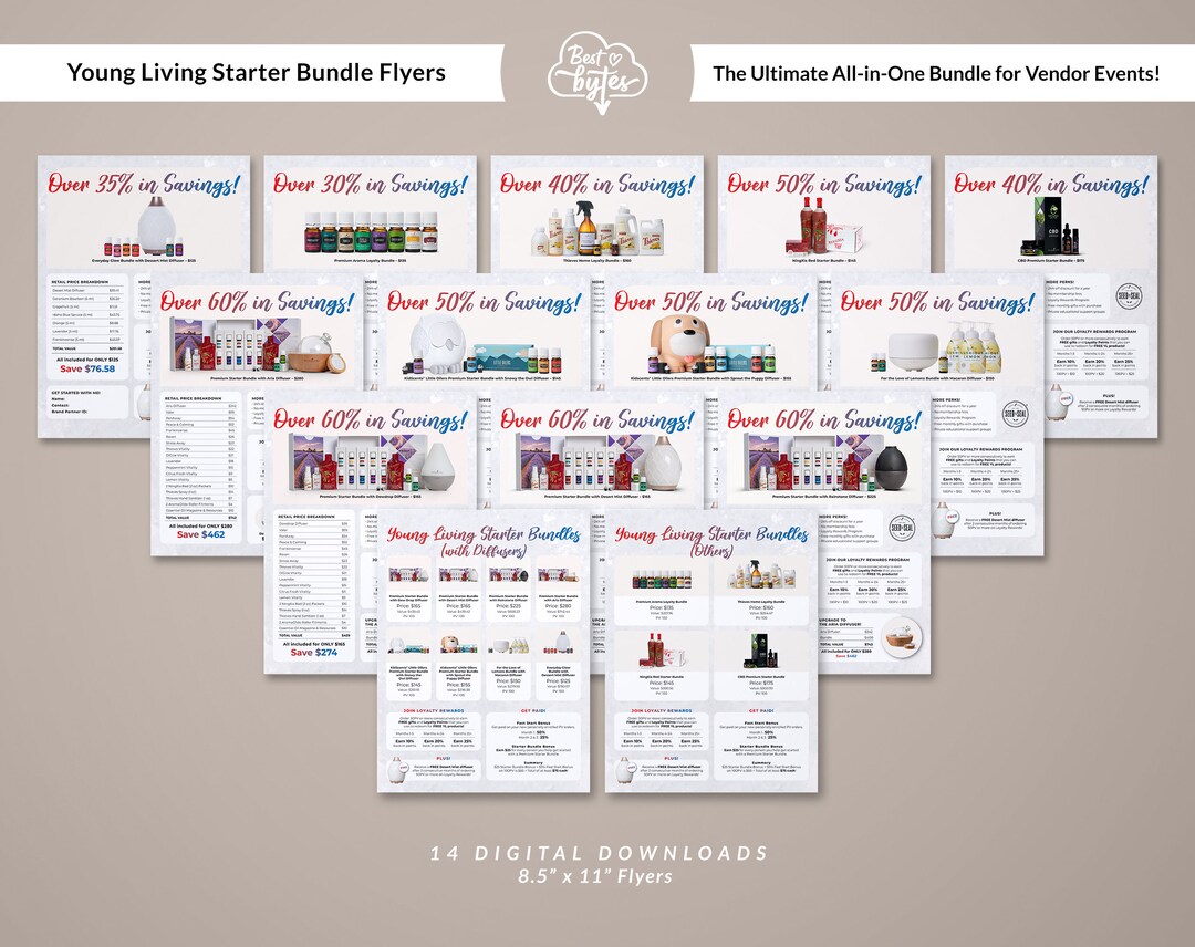 Young Living Starter Bundle Flyers VALUE BUNDLE Essential Oil Printable ...