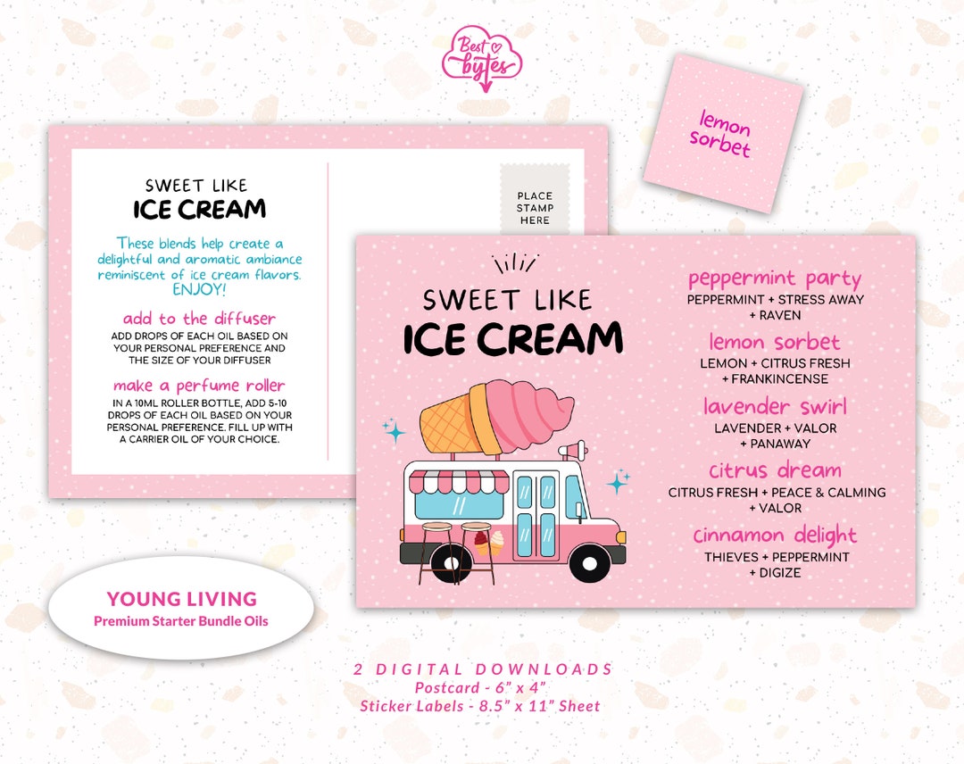 Young Living Summer Postcard and Label Set Essential Oil Printable Young Living Starter Bundle ...