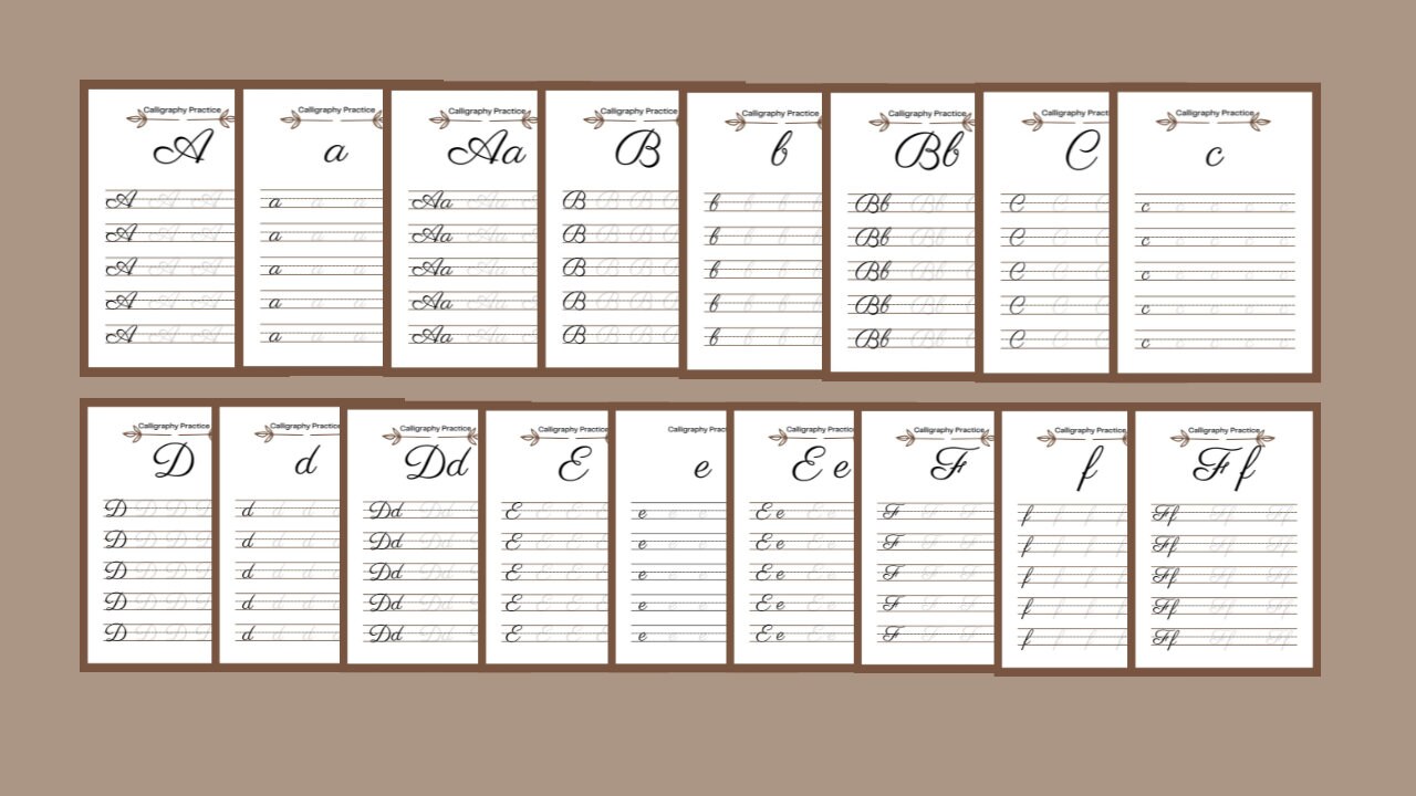 Calligraphy Practice Sheets: Brush Pen Basics (PDF Download) - Etsy