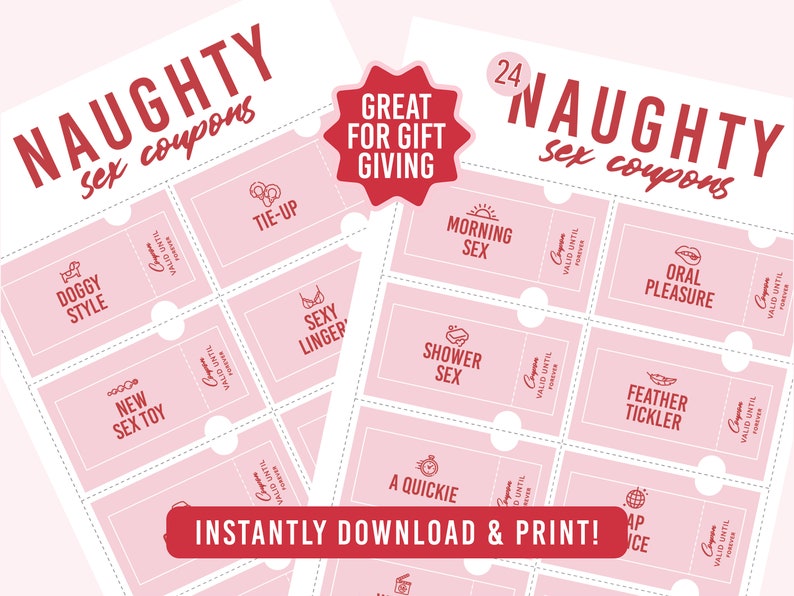 Printable Naughty Coupon Book for Birthday Gift Anniversary, Gift for