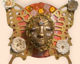 Golden Aurora 3D Art Sculpture Decor (gold, golden, butterfly, decorative, room decor, elegant, clay, black art, clay, aesthetic, cute)
