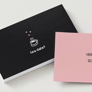 Carte de visite pour le thé séduisante Pixel Art rétro, modèle entièrement personnalisable, carte de visite pour rendez-vous, conception sur toile modifiable, style épuré minimaliste