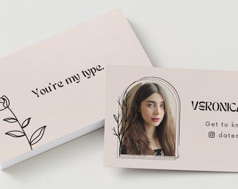 Biglietto da visita per incontri civettuoli con design minimalista e di tendenza, modello Canva personalizzabile (digitale)