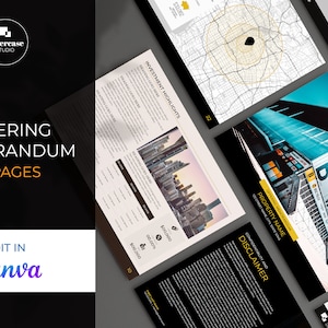 May include: A 38-page offering memorandum with a black and white cover featuring the text "OFFERING MEMORANDUM 38 PAGES" and "EDIT IN Canva". The cover also includes a small logo with the text "lowercase STUDIO".