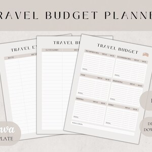 Travel Budget Planner Sheet Editable Digital and Printable Travel ...
