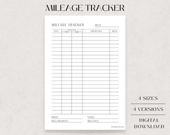Editable Fillable Mileage Log. Mileage Tracker. Business - Etsy
