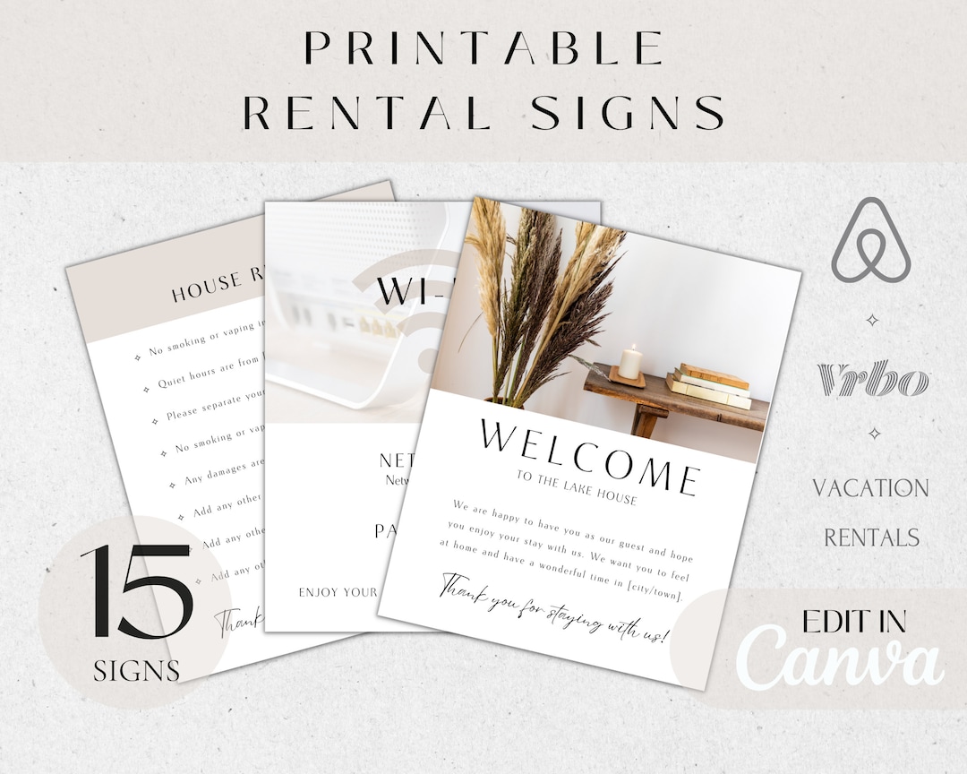 Airbnb Printable Signs Canva Template Signs for Rental Home - Etsy