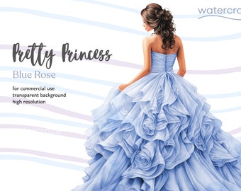 Pretty Blue Rose Princess - Himalayan Blue Quinceañera Princess Cliparts