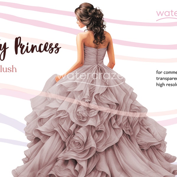 Misty Blush - Dusty Pink - Muted Pink Quinceañera Princess Clipart - Alena