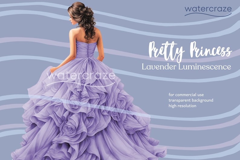 Lavender Luminescence Bright Soft Purple Quinceañera Princess Clipart Alena image 2