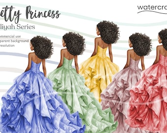 Aaliyah Bundle - 6 Princesses - Quinceañera Princess Clipart