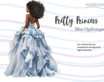 Blue Hydrangea - Light Blue Quinceañera Princess Clipart - Imani
