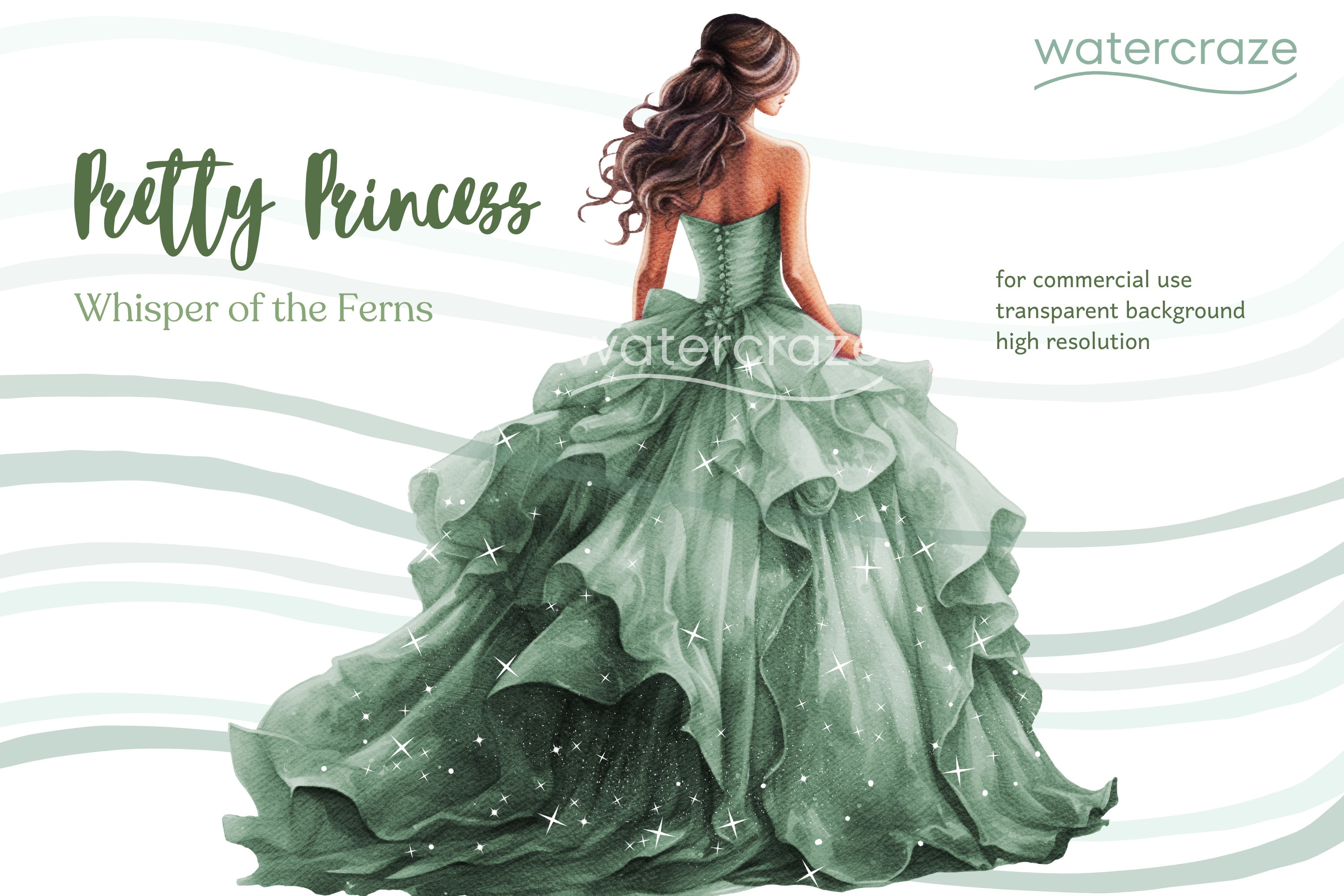 Emerald Green Princess Dress Clipart - Etsy Finland