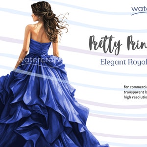 Elegant Royal Blue Quinceañera Princess Clipart - Elena