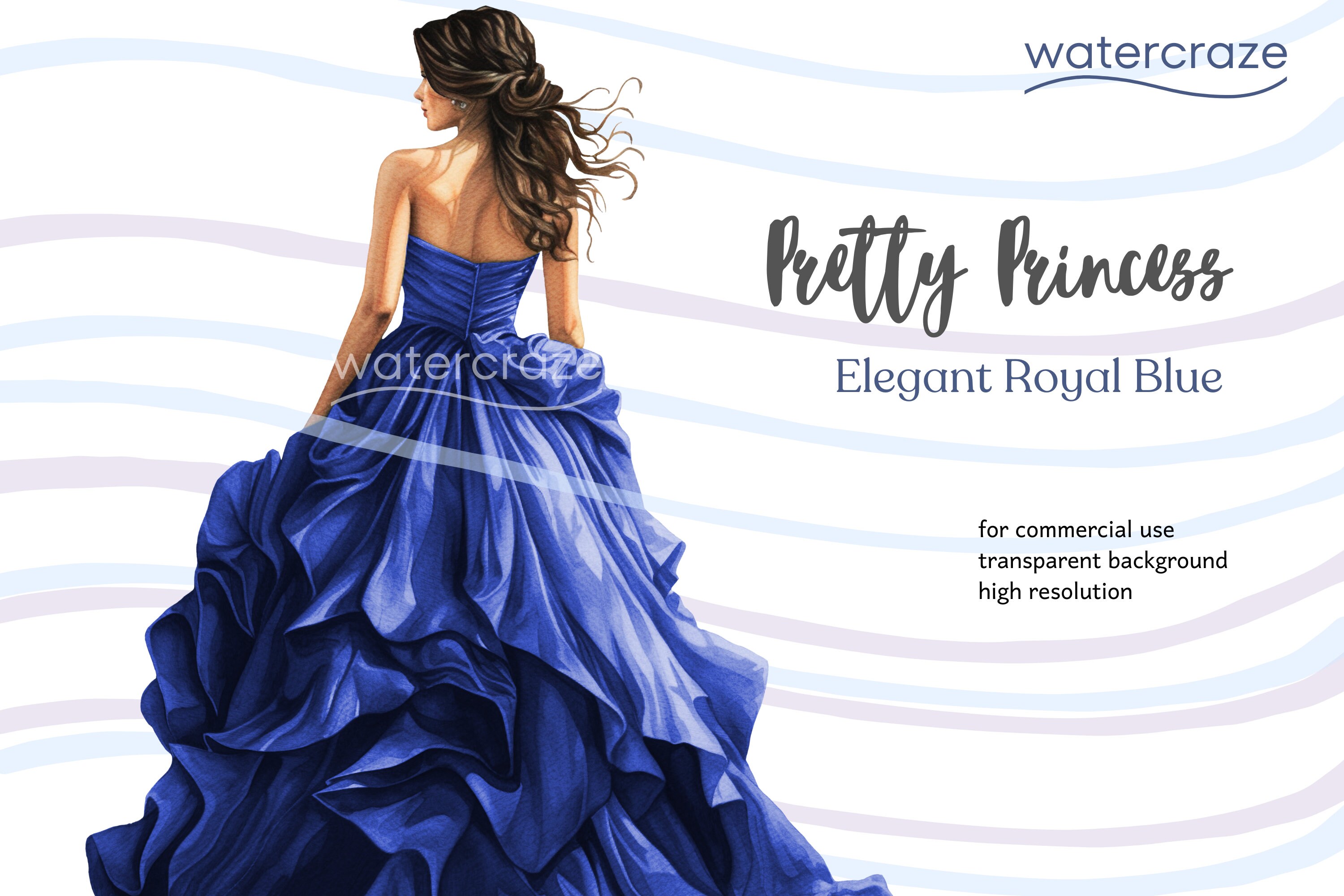Elegant Royal Blue Quinceaera Princess Clipart - Elena Elegant Royal Blue Quinceaera Princess Clipart - Elena