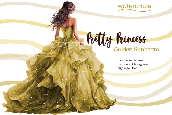 Golden Sunbeam - Greenish Gold Quinceaera Princess Clipart - Lucia