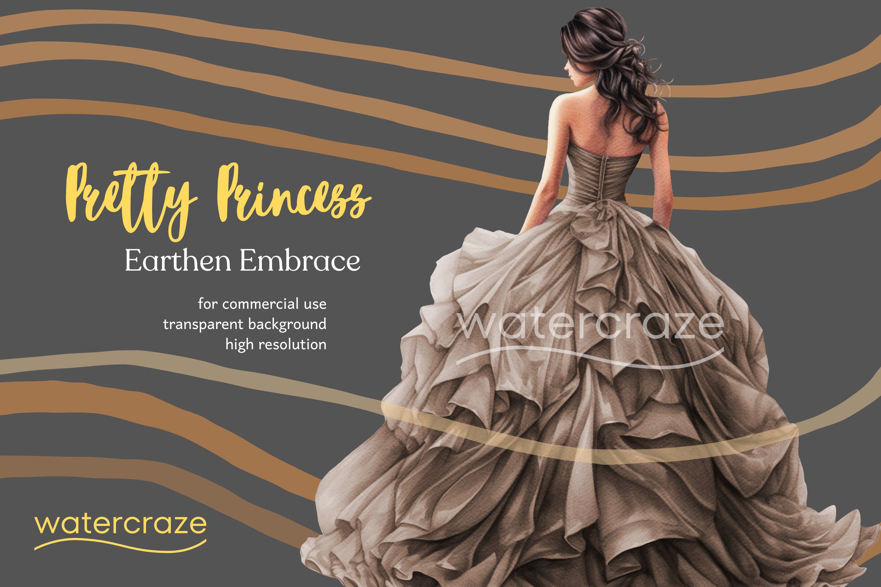 Earthen Embrace Princess - Natural Brown, Ash Grey, Quinceañera ...