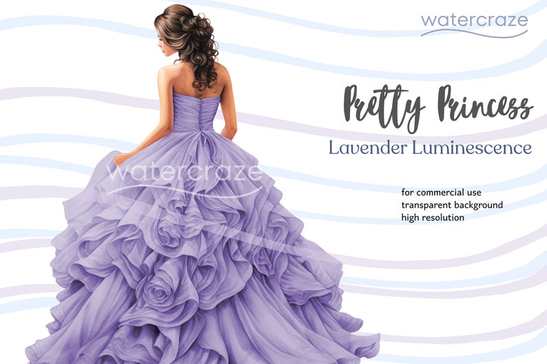 Lavender Luminescence Bright Soft Purple Quinceañera Princess Clipart Alena image 1