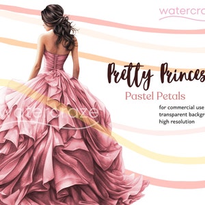 Pastell Blütenblätter | Weiches rosa Quinceaño Prinzessin Clipart - SIEierra