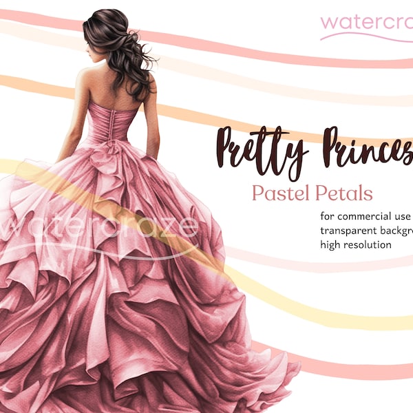 Pastel Petals | Soft Light Pink Quinceañera Princess Clipart - Sierra