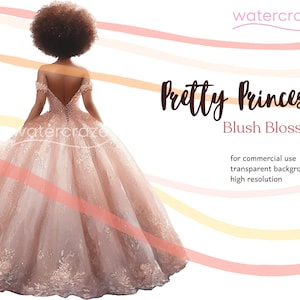 Blush Blossom Dusty Pastell Pink Ankleidekleid - Quinceañora Afro Princess Cliparts - Leticia