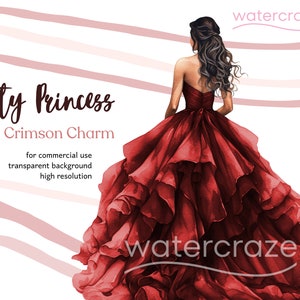 Crimson Anhänger - Tiefrote Quinceañara Prinzessin Clipart