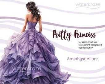 Amethyst Allure - Purple Quinceañera Princess Clipart - Sierra
