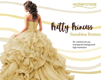 Sunshine Buttercup - Pastel Yellow Quinceañera Princess Clipart - Alena