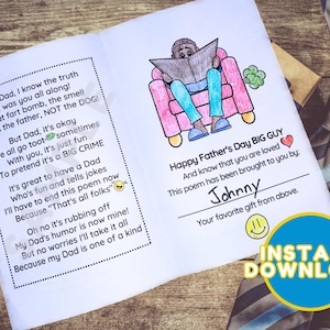 Printable Fathers Day Card, Instant Download, Coloring Page, Dad Will ...