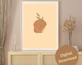 Boho Abstract Wall Art Print, Boho Style Printable Botanical Wall Art, Midcentury modern Wall Art, Bohomodern wall art