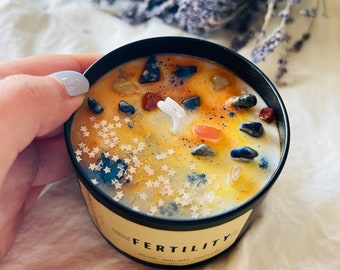 FERTILITY Candle for Pregnancy | Ritual & Intention Candles | Lapis Lazuli for Infertility Ritual Candle | Spiritual Crystal Energy Candles