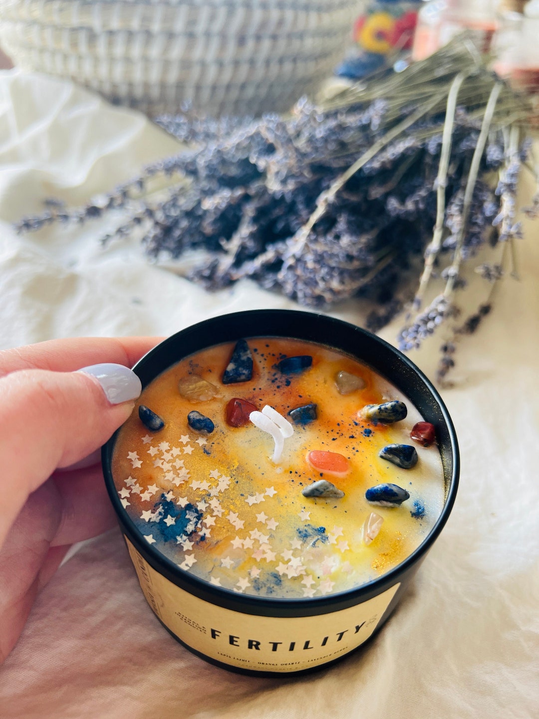 FERTILITY Candle for Pregnancy Ritual & Intention Candles Lapis Lazuli